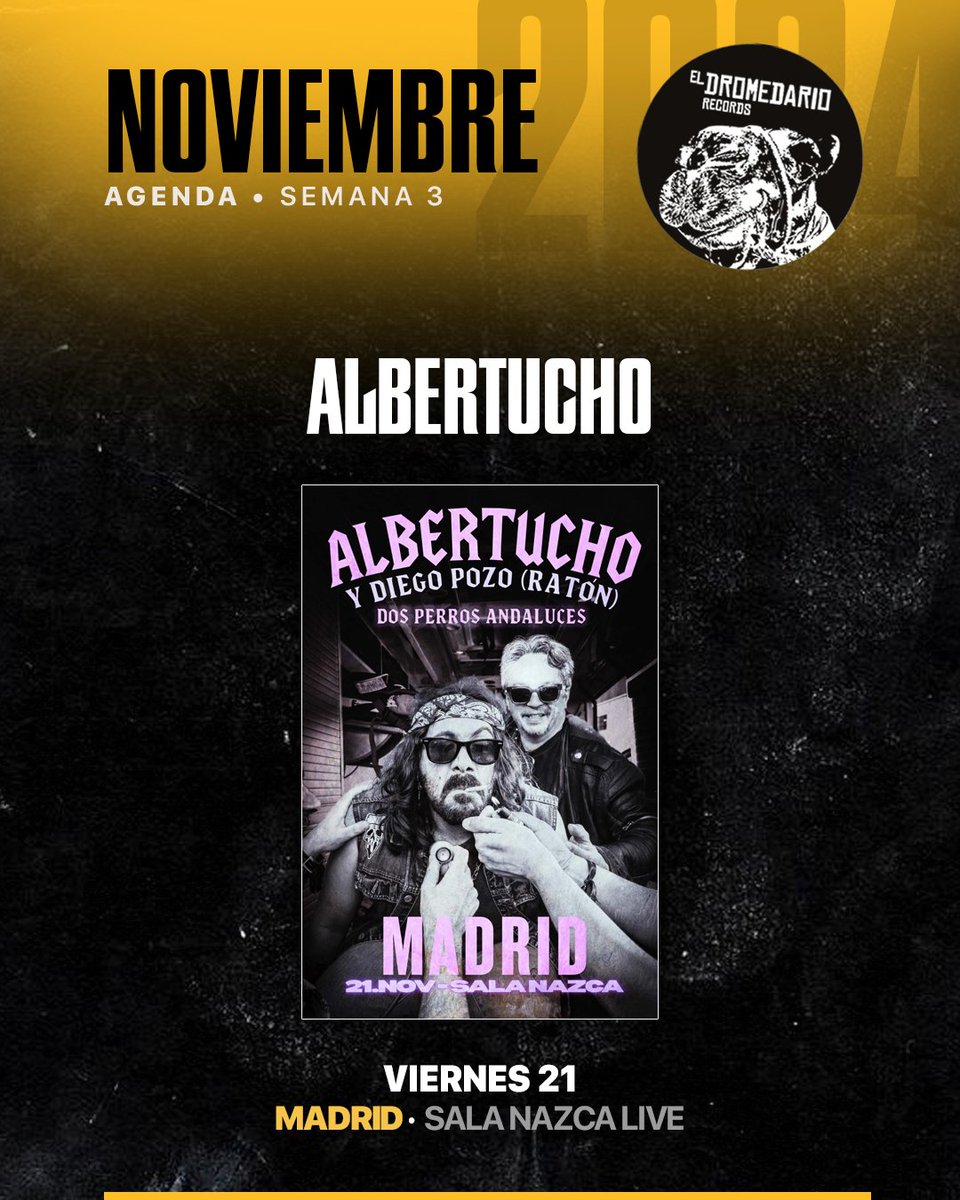 <a href="/Albertucho_Ofi/">Albertucho</a> 
VIE 21 📍 Madrid (Sala Nazca Live)
🎟️ notikumi.com/2025/11/21/alb…