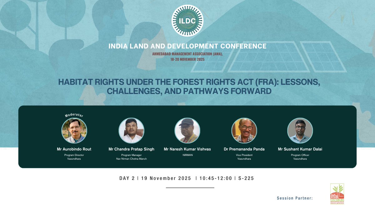 aurobindo_rout's tweet photo. Glimpses from today’s ILDC ( India Land Development Conference)2025 session on Habitat Rights under the Forest Rights Act - Lessons, Challenges and Pathways Forward, hosted by Vasundhara.
It was an insightful discussion. https://t.co/tzy4o2NOdX