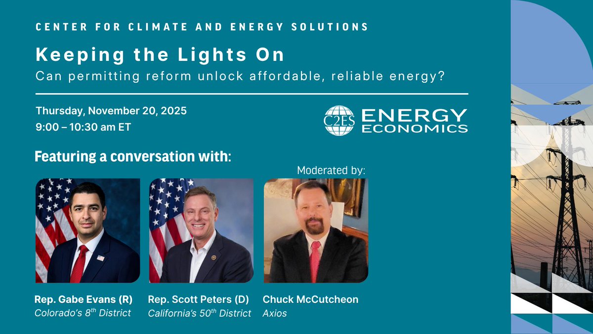 C2ES_org's tweet image. The problem: To compete economically, we need to be able to build more infrastructure at a faster pace than ever before.

TOMORROW 9AM ET: Join C2ES for a timely conversation on the prospects for permitting reform in the coming year. 

ATTEND online: bit.ly/4o4Mqtm