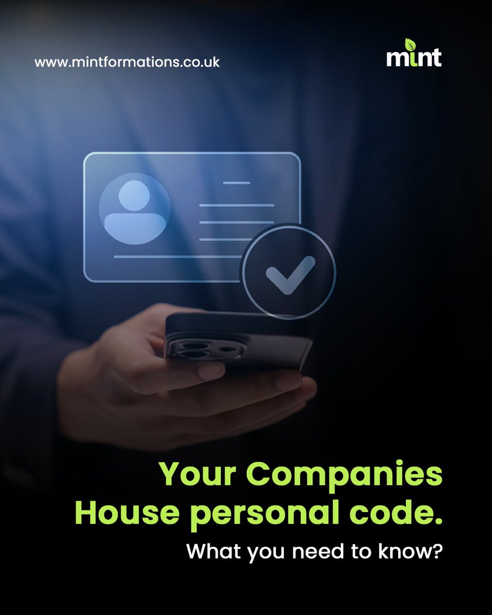 MintFormation's tweet image. After identity verification, you receive a unique Companies House personal code. This code is essential for your business.
- Used for all confirmation statements
- Required for director appointments
- Needed for PSC notifications
- Valid for life
- Filings rejected without it
