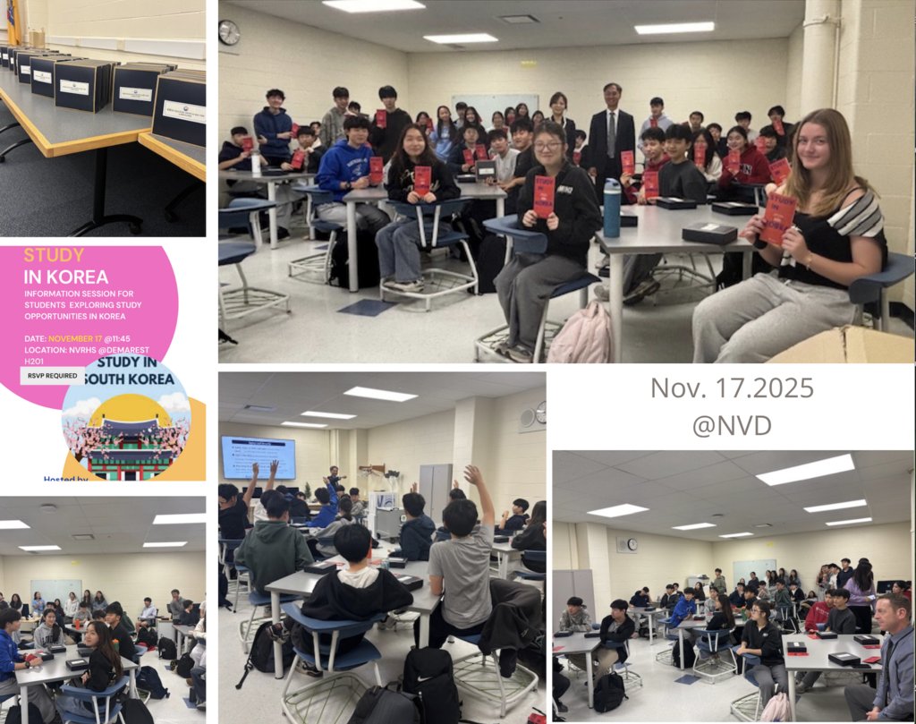 Thank you to Director Chang-Won Park of the Korean Education Center of NY for visiting NVD and presenting a “Study in Korea” session to our Korean language students, sharing insights about studying and attending college in Korea. #NVDpride