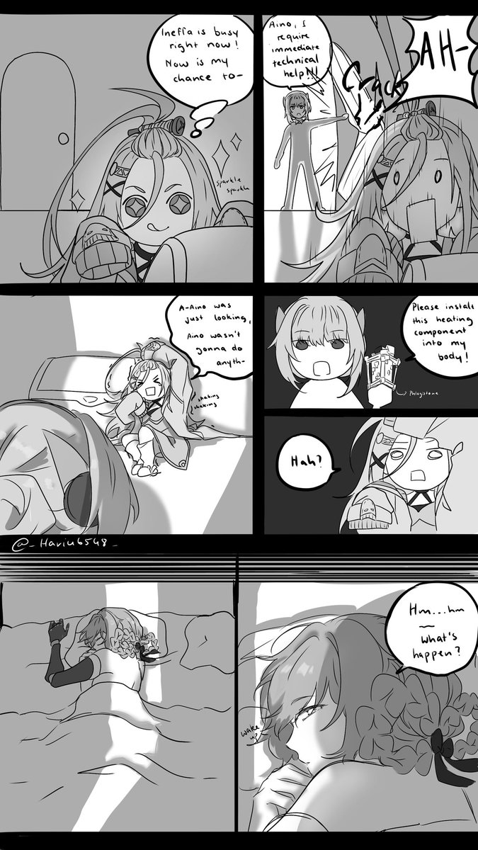 _Hariu6548_'s tweet image. Heat.

Read from left -&amp;gt; right, forgive me for the details i was to tired to draw that 

#Inehoda #GenshinImpact #Ineffa #Jahoda