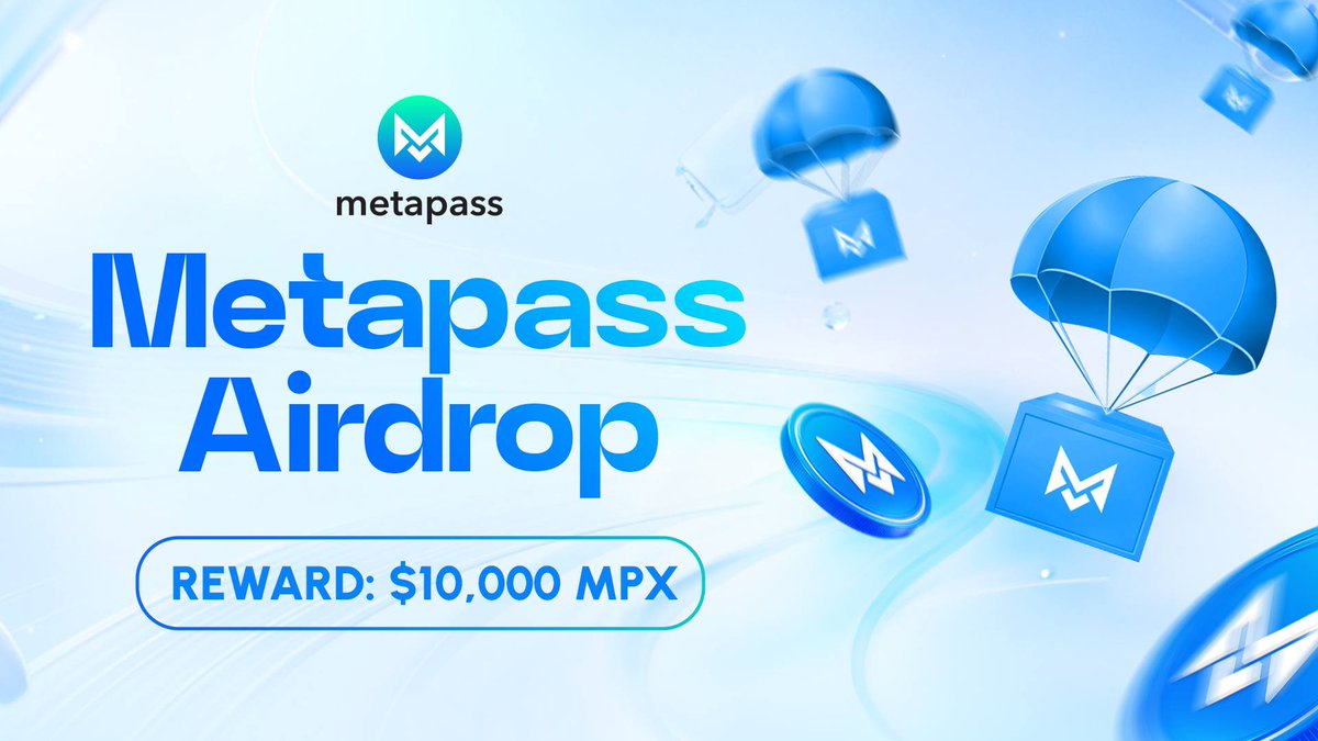 🪂 Metapass #Airdrop

🏆 Reward: $12 Worth $MPX each for 500 Random Winner

👨‍👨‍👧‍👧 Referral: $4,000 Worth $MPX total for Top 60 Referral

🔗 Airdrop Link: t.me/MetaPassAirdro…

⌛️ End Date: 10th December, 2025
🏦 Distribution: After Listing

🔘 Do the complete all tasks on the bot