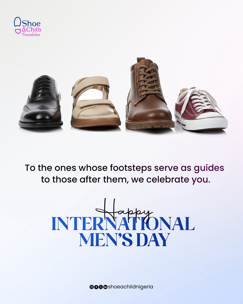 shoeachild's tweet photo. We celebrate every great men out there for your contributions towards the future generation.

Happy International Men’s Day!

#shoeachildfoundation #shoeachild #shoes #internationalmensday #IMD https://t.co/BVr5e2QNgq