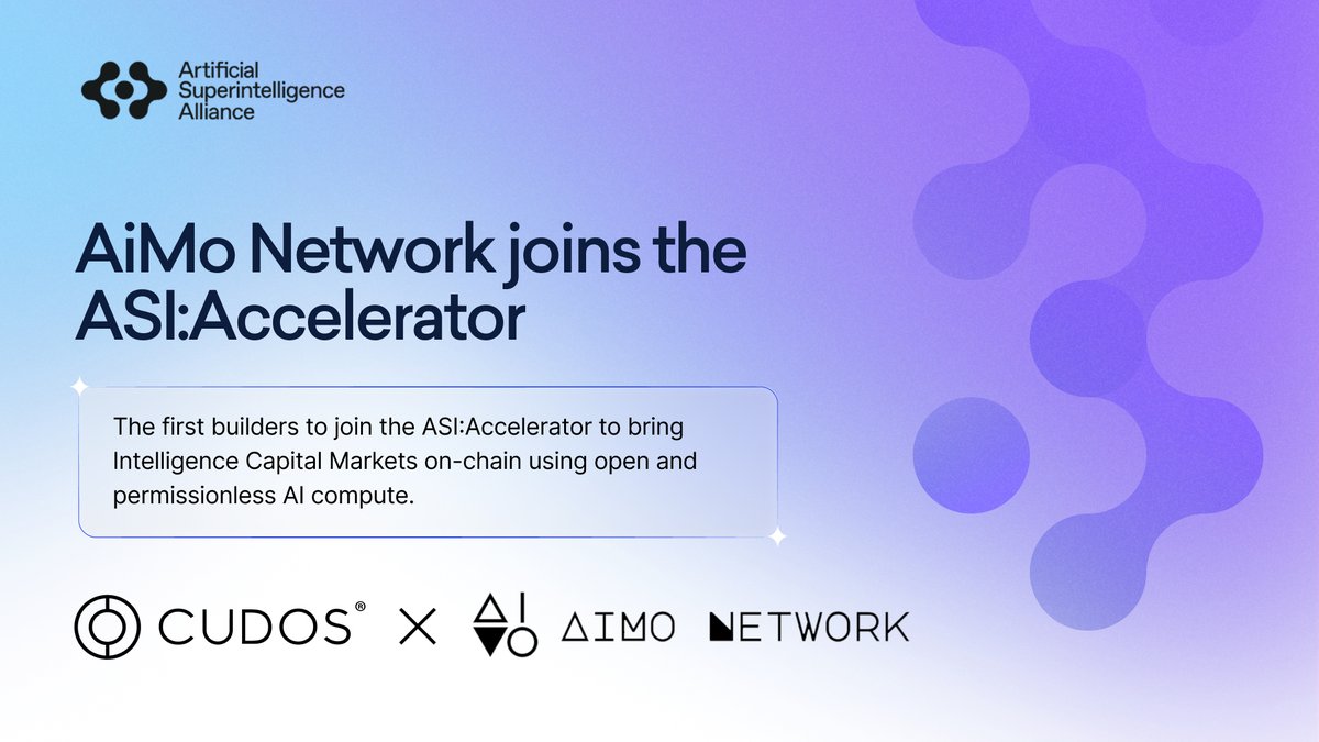 CUDOS_'s tweet image. 🚀 𝐂𝐔𝐃𝐎𝐒 𝐖𝐞𝐥𝐜𝐨𝐦𝐞𝐬 𝐀𝐢𝐌𝐨 𝐍𝐞𝐭𝐰𝐨𝐫𝐤 𝐭𝐨 𝐭𝐡𝐞 𝐀𝐜𝐜𝐞𝐥𝐞𝐫𝐚𝐭𝐨𝐫 𝐏𝐫𝐨𝐠𝐫𝐚𝐦
We&apos;re proud to welcome @AiMoNetwork as the first official participant in the ASI:Accelerator program. This is a key milestone in our mission to support the builders shaping a…
