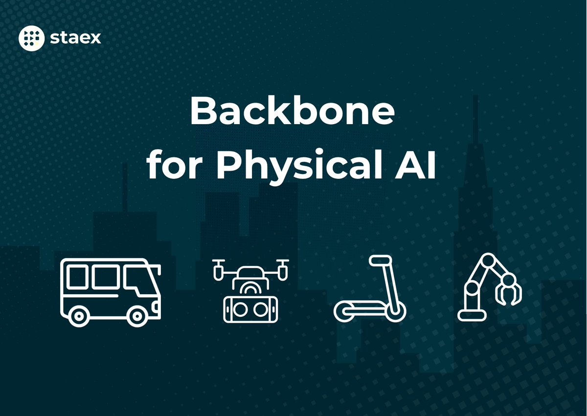 Staex_io's tweet image. #PhysicalAI is where #AI leaves the screen and starts moving value in the real world. 🚍🛰️🛴🤖 
From scooters, city buses, drones to robots; we are becoming the operating system that allows #machines coordinate, pay, and learn together.