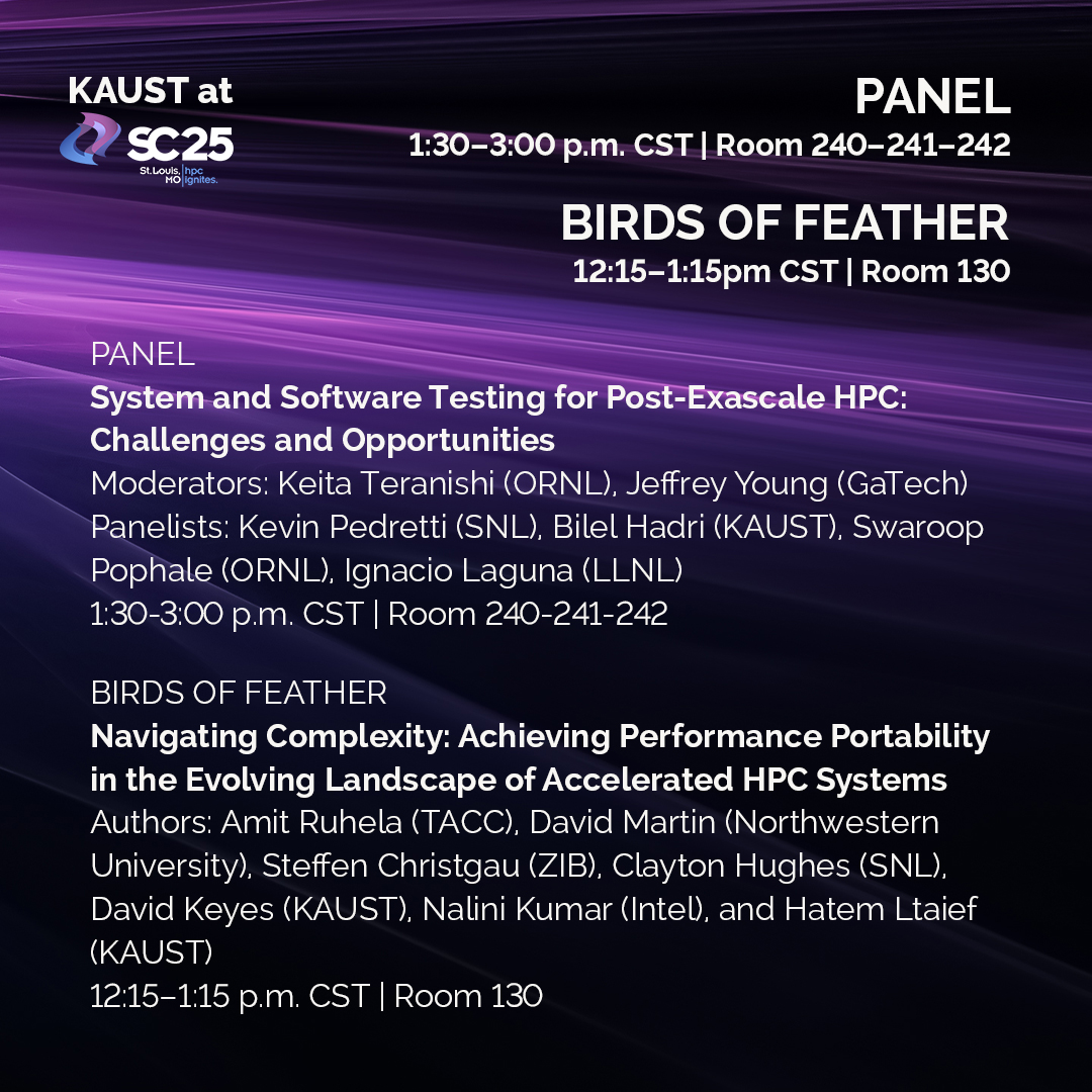 Day 4 at #SC25 spotlights KAUST’s role in shaping the future of high-performance computing.

Saber Feki, KAUST Research Computing Core Lab Director, discusses HPC–AI convergence with Shaheen III, and Professor Jack Dongarra shares his perspective on where the field is heading