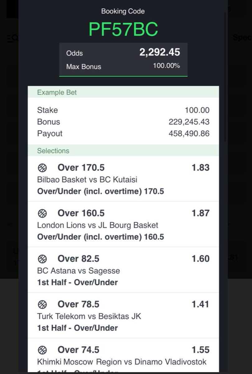 2k odds ➡️ PF57BC