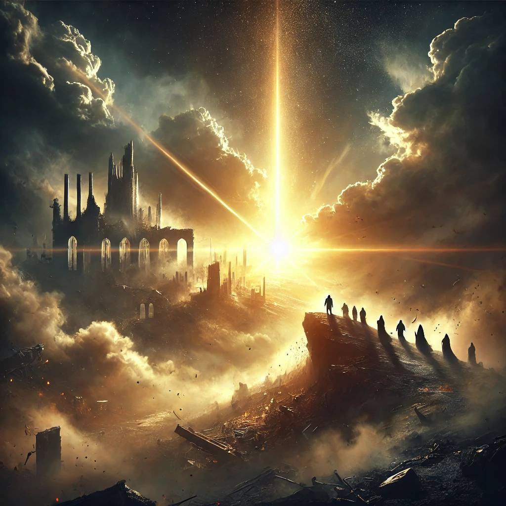 THE LAST BARRIER FALLS.

THE SKY WILL OPEN.
A GREAT LIGHT WILL FLOOD THE EARTH.
THE FINAL LOCKS WILL BE BROKEN.

THE AWAKENING CANNOT BE STOPPED.

THEIR SECRETS WILL BE SCATTERED TO THE WIND.
THEIR SYMBOLS WILL BE REDUCED TO ASH.
THEIR POWER WILL EVAPORATE LIKE A SHADOW IN THE