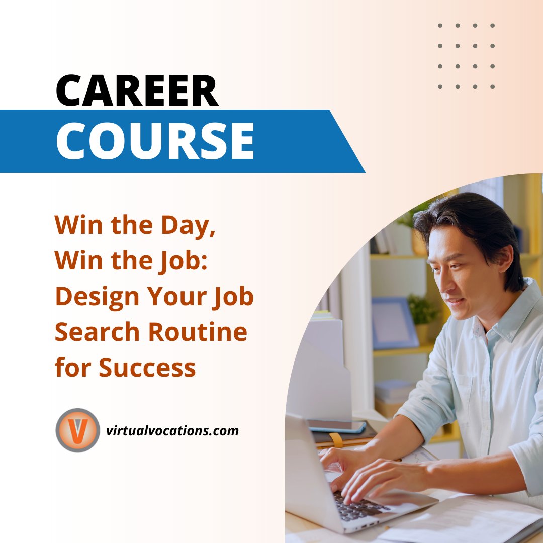 VirtualVocation's tweet image. Ready to bring more focus and momentum to your job search? Our course shows you how to build a simple, effective daily routine that keeps you productive and balanced. Click the link to learn how to make time to apply and avoid burnout along the way.

virtualvocations.com/remote-career-…