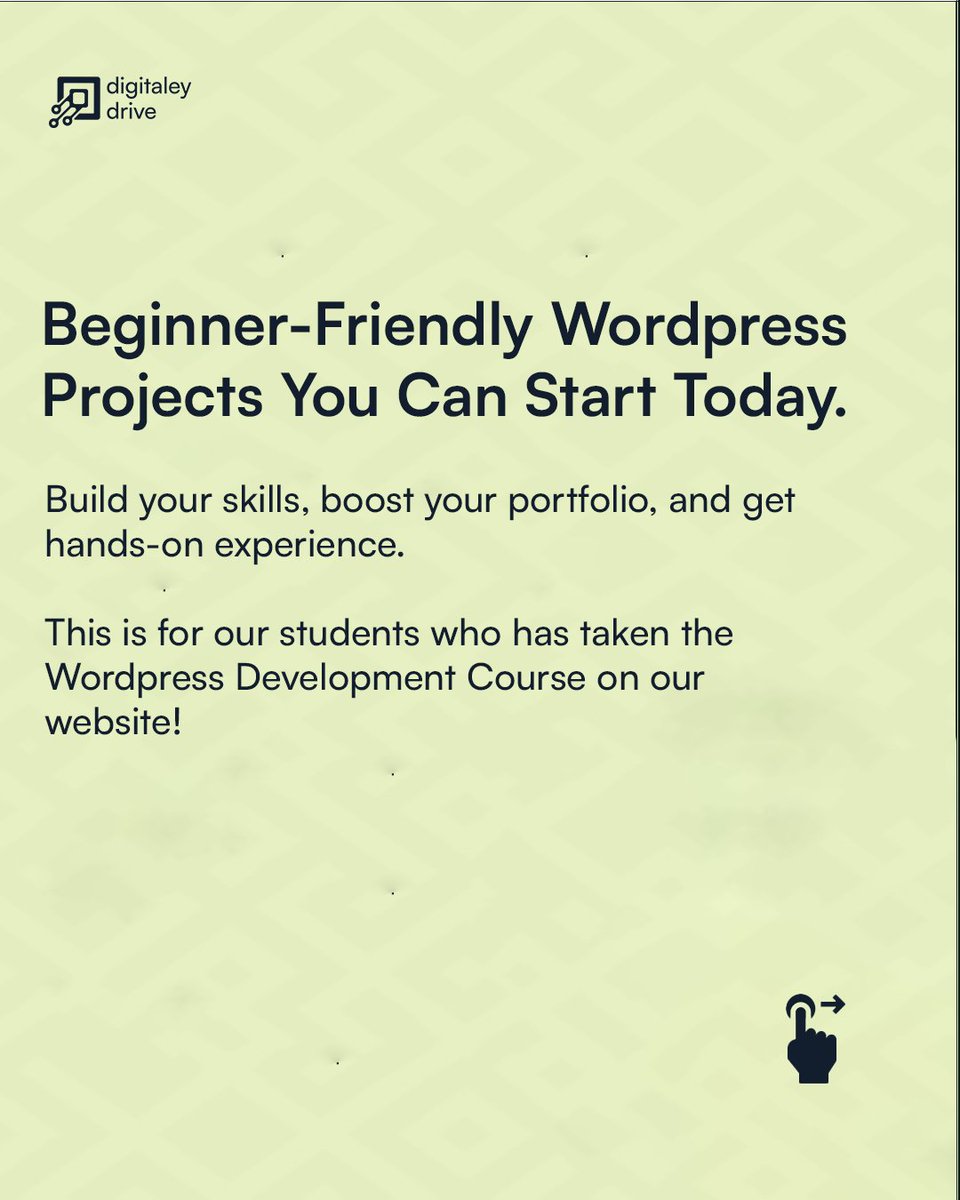 Digitaleydrive's tweet image. 👉 Want guided support and step-by-step lessons? Join our WordPress Development Course today and start creating professional websites with ease! Send a DM to sign up now for just #7,500, today. 

#wordpress #webdevelopment #learntocode #portfoliobuilding #beginnerfriendly
