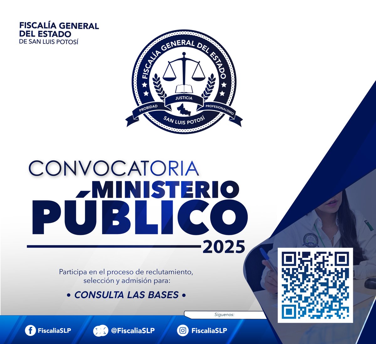 FiscaliaSLP's tweet image. ¿Quieres marcar la diferencia en la entidad potosina? La Fiscalía General del Estado busca a personas con vocación de servicio para unirse como Agentes del Ministerio Público o Policías de Investigación. S
Más información aquí: fiscaliaslp.gob.mx/vi/convocatori…
