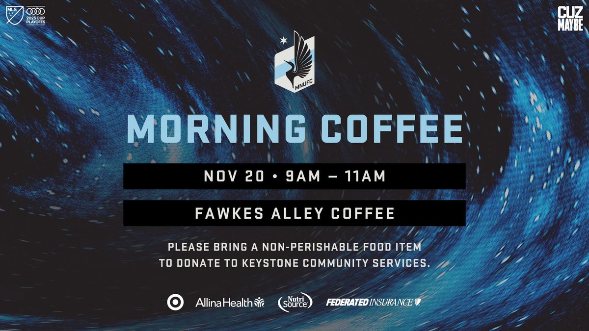 Meet you tomorrow morning for a cup of coffee on us ☕️

<a href="/fawkesalley/">fawkesalleycoffee</a>| #MNUFC