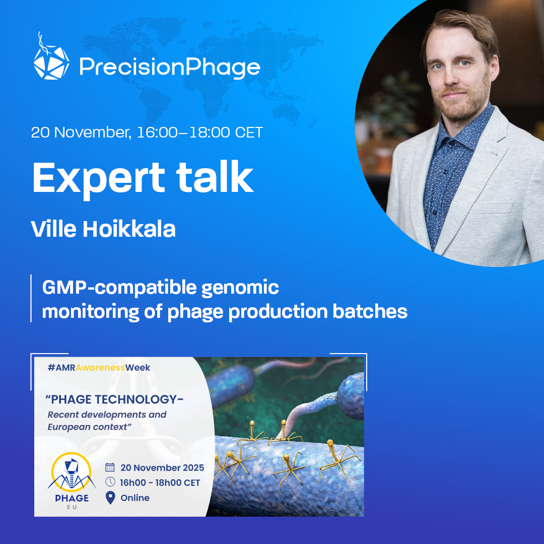 Join @PhageEurope’s webinar on 20 November and hear an expert talk from our Head of Bioinformatics about genome quality control in phage production, following the highest quality standards and using state of the art methods. #phageproduction #phage #GMP #Quality  #bioinformatics