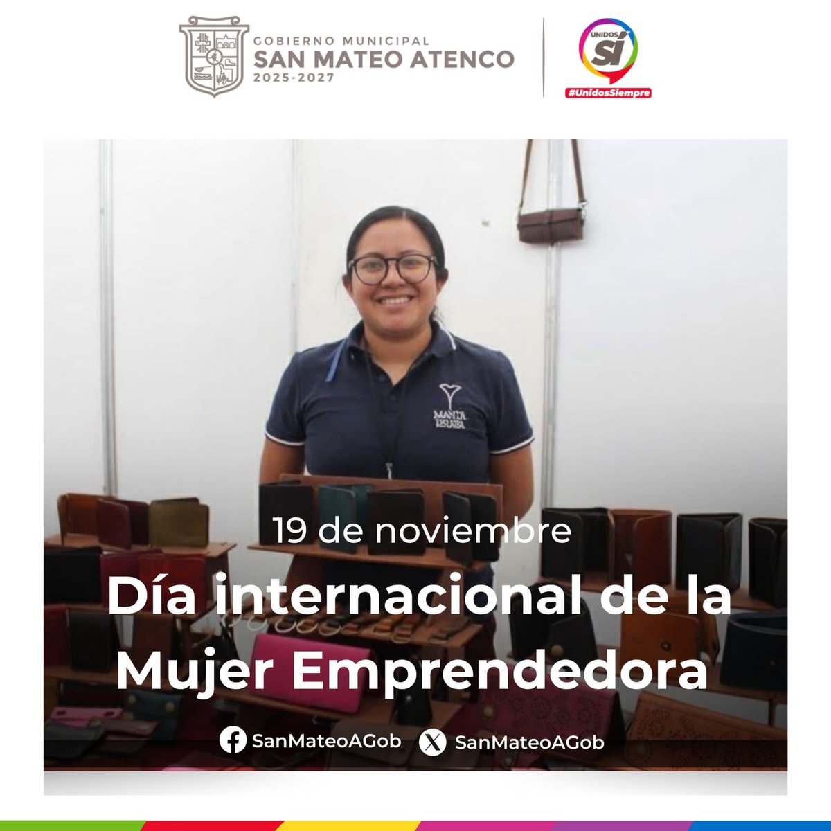 SanMateoAGob's tweet photo. 🗓️ #19deNov | Día Internacional de la Mujer Emprendedora. 👜👩🏽‍🦱
Hoy celebramos la creatividad y el esfuerzo de todas las mujeres que cada día trabajan con pasión y determinación para alcanzar sus sueños.

(1/2) https://t.co/pZGGHwvOQY