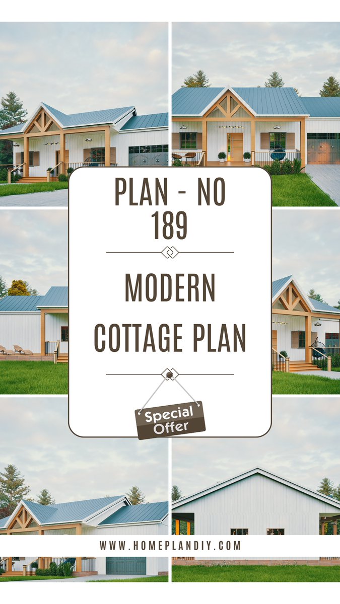 homeplandiy's tweet image. Modern 1-bedroom cottage house plan with vaulted living room, open kitchen, covered porches, and attached garage. Website: homeplandiy.com
Etsy: etsy.com/shop/Homepland…

#CottageHousePlan #ModernCottage #SmallHomeDesign