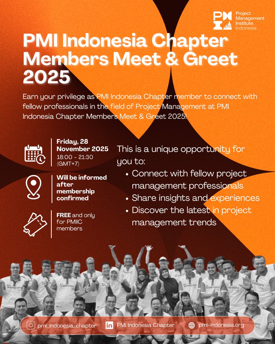🎉 PMIIC Meet &amp; Greet 2025!
Join Indonesia’s biggest PM networking event.

 📅28 Nov | 🕒 18.00 WIB
 🎟️Register: bit.ly/PMIIC-MeetandG…

Seats are limited — secure yours!