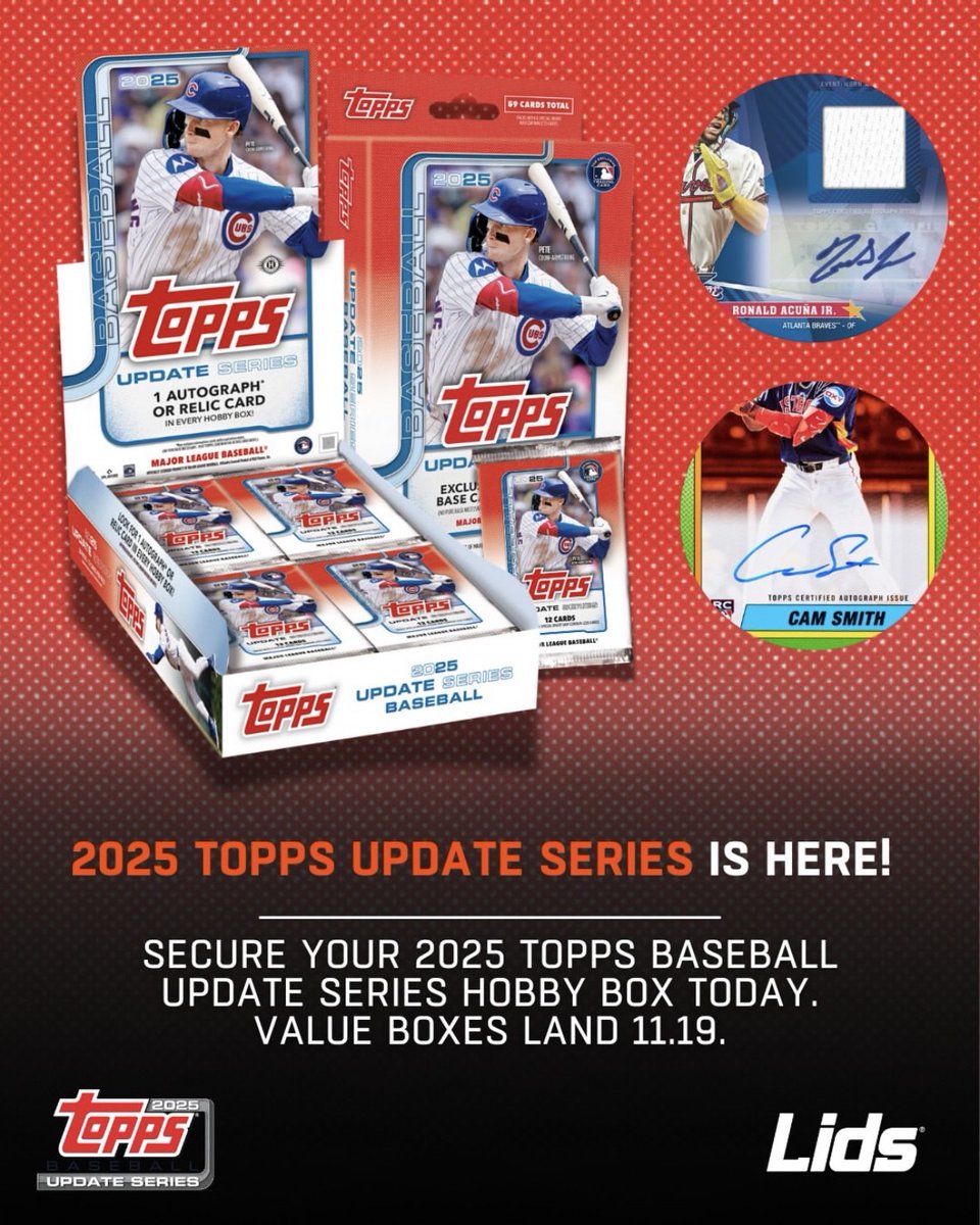#Baseball fans, this one’s for you! The 2025 <a href="/Topps/">Topps</a>  Baseball Update Series has arrived!  Stop by <a href="/lids/">Lids</a> on Level 2 to check it out! Hobby Boxes are available, and Value Boxes JUST dropped on 11.19. Swing by #ellsworthplace in <a href="/SilverSpringMD/">Silver Spring Urban District</a> before they’re gone! #Lids #Topps