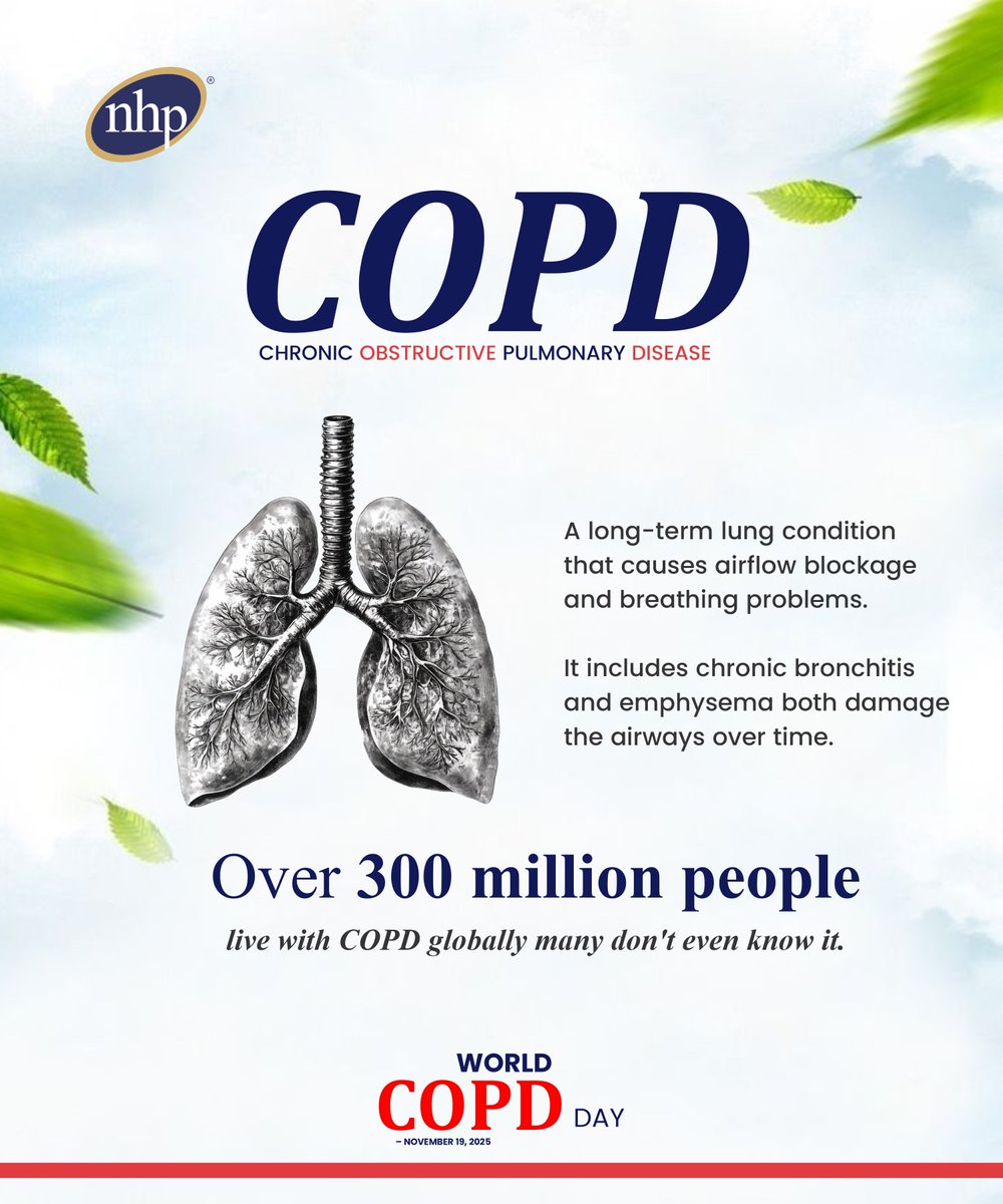 NewHeightPharma's tweet photo. Let's breathe easy, fam! 🌟 Today is World COPD Day! 💙 If you or a loved one are living with Chronic Obstructive Pulmonary Disease, you're not alone! 🤝 Let's raise awareness, share stories &amp; support each other in the fight for better lung health! 💪 https://t.co/p1ZWzvfXTB