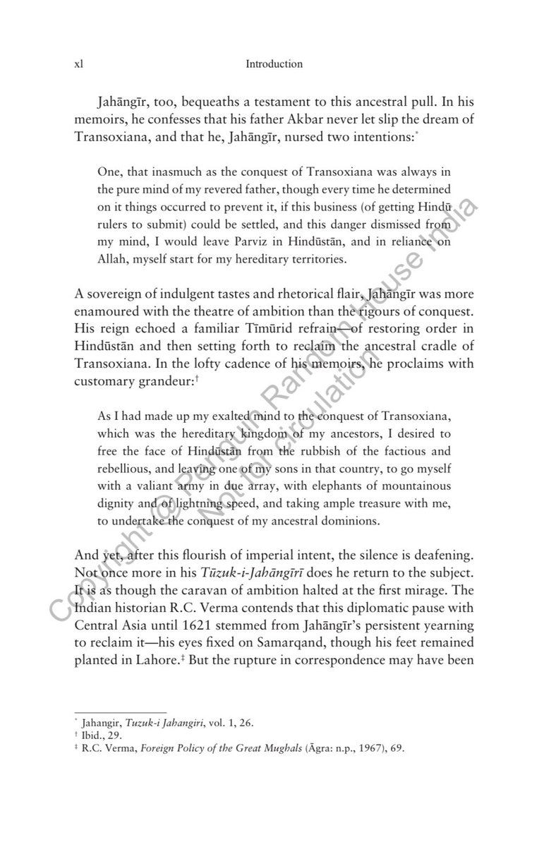 Aabhas24's tweet photo. My new book #BaburTheQuestForHindustan is causing visible discomfort in the Left ecosystem; and honestly, why wouldn’t it?

For decades, a carefully constructed fortress of myths around the Timurids (falsely romanticised as “Mughals”) has been guarded like sacred scripture. 

My work tears open that wallpaper of distortions. It shows; with primary sources, not political poetry; that Babur and his successors never saw Hindustan as their watan. Even Jehangir’s own writings (check image 1, where I quote Jahangir in my book) reveal a restless obsession with reclaiming Transoxiana, his true homeland.

This is the kind of evidence that rattles those who built careers on storytelling instead of scholarship.

So now, as expected, they have stopped attacking the facts; because they can’t touch them; and begun attacking me. The usual tactic: when history slips through their fingers, they clutch at the historian.
But personal attacks don’t change a single manuscript, a single folio, a single fact.

Let them rage.
Let them howl.
The walls of their narrative are cracking anyway.

With two volumes of Babur’s most definitive biography already out, this is only the beginning. Akbar, Jehangir, and the others are yet to come; and each will shake another glass palace built by the Left’s “eminent” myth-engineers.

Until then, for those who prefer facts over fables, the book is available everywhere.
A few links for convenience:

Amazon https://t.co/7pjoBG2Jm9
@PadhegaIndia_ https://t.co/BsftEJNoBI