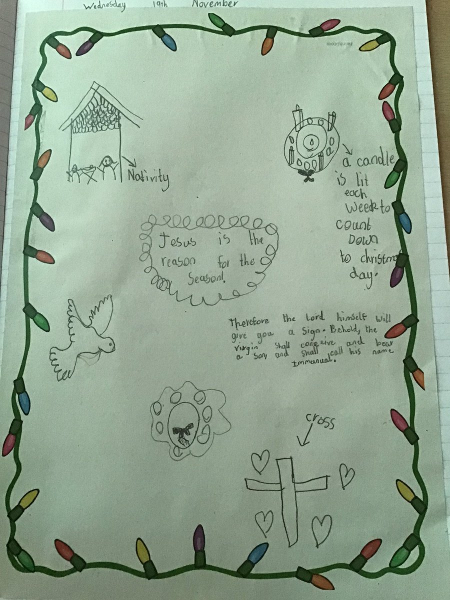 Year 3 listened to scripture from Isaiah, telling the story of Mary being visited by Angel Gabriel. We talked about Advent being a time of preparation for Jesus’ coming and designed a poster emphasising Jesus as the centre of the Christmas season 💜<a href="/StPPPrimary/">St Peter & St Paul Catholic Primary School</a>