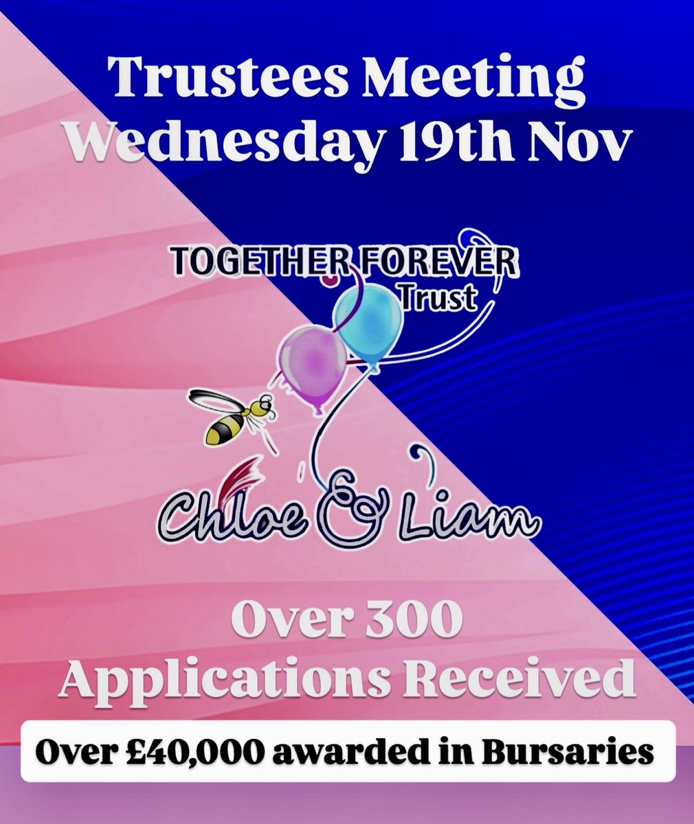 We held our Trustees meeting earlier today to discuss the applications we received for support. We received Another record amount of applications and we have awarded over £40,000 in bursaries. We will be in touch with all successful applicants over the next few days.