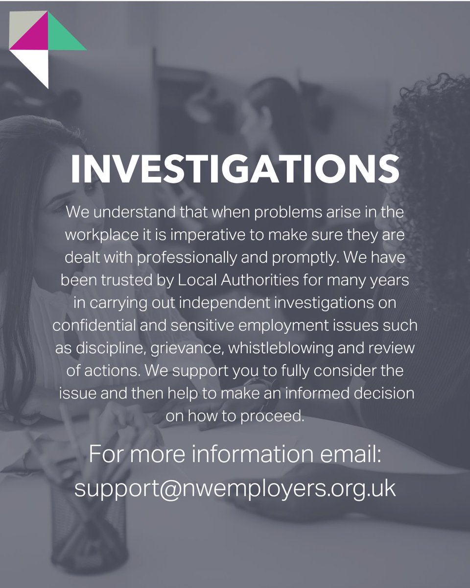 🔍 When workplace issues arise, clarity matters.

Our independent investigation service helps organisations navigate sensitive situations with confidence, fairness, and professionalism.

If you’re facing a complex issue, we’re here to support you.

📩 support@nwemployers.org.uk