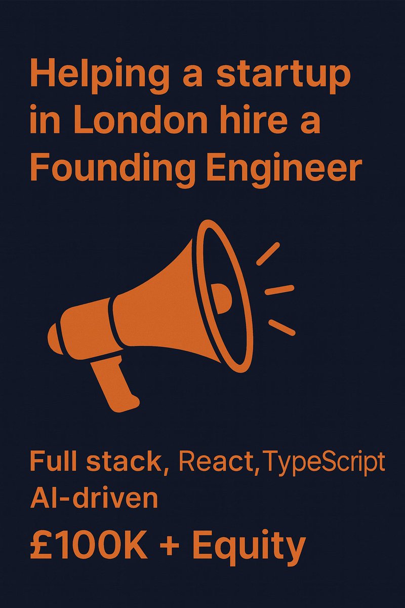 mike_chionidis's tweet image. I am helping a Startup hire a Founding Engineer in London.

Full Stack, React, TypeScript, AI-driven.

£100k + Equity

Can you help me find the right person for this role?
