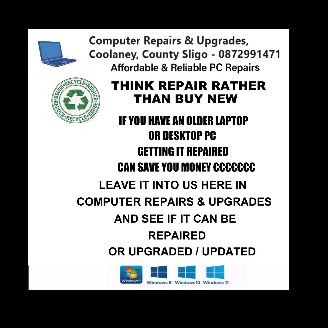 pcrepairupgrade's tweet photo. Computer Repairs for Sligo area 087-2991471 https://t.co/9WR8sNIITM