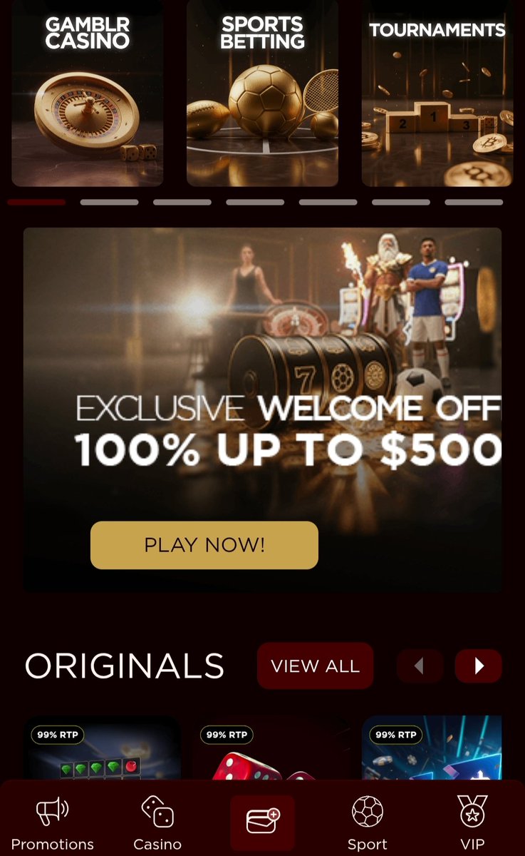 Bijendrdas6's tweet photo. @Gamblr_io a clean, gold-themed interface. Instant access to casino, sports betting &amp; tournaments all in one dashboard. Gamblr isn’t just a platform it’s a full ecosystem.

A 100% bonus up to $500 when you join &amp; deposit for 1st time. Perfect for players who want a boosted start. https://t.co/theMWDAIhh