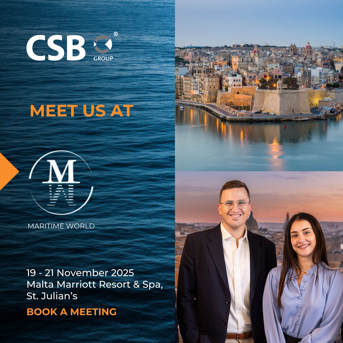 CSBGroup's tweet image. 🚤 Exciting news from CSB Group!

Manager – Legal &amp;amp; Maritime, Dr. Edward Meli and Legal Advisor, Dr. Luana Agius, are excited to attend the Maritime World Event! 

Don’t miss the chance to connect with them 👉 csbgroup.com/contact-us/

#YachtingServices