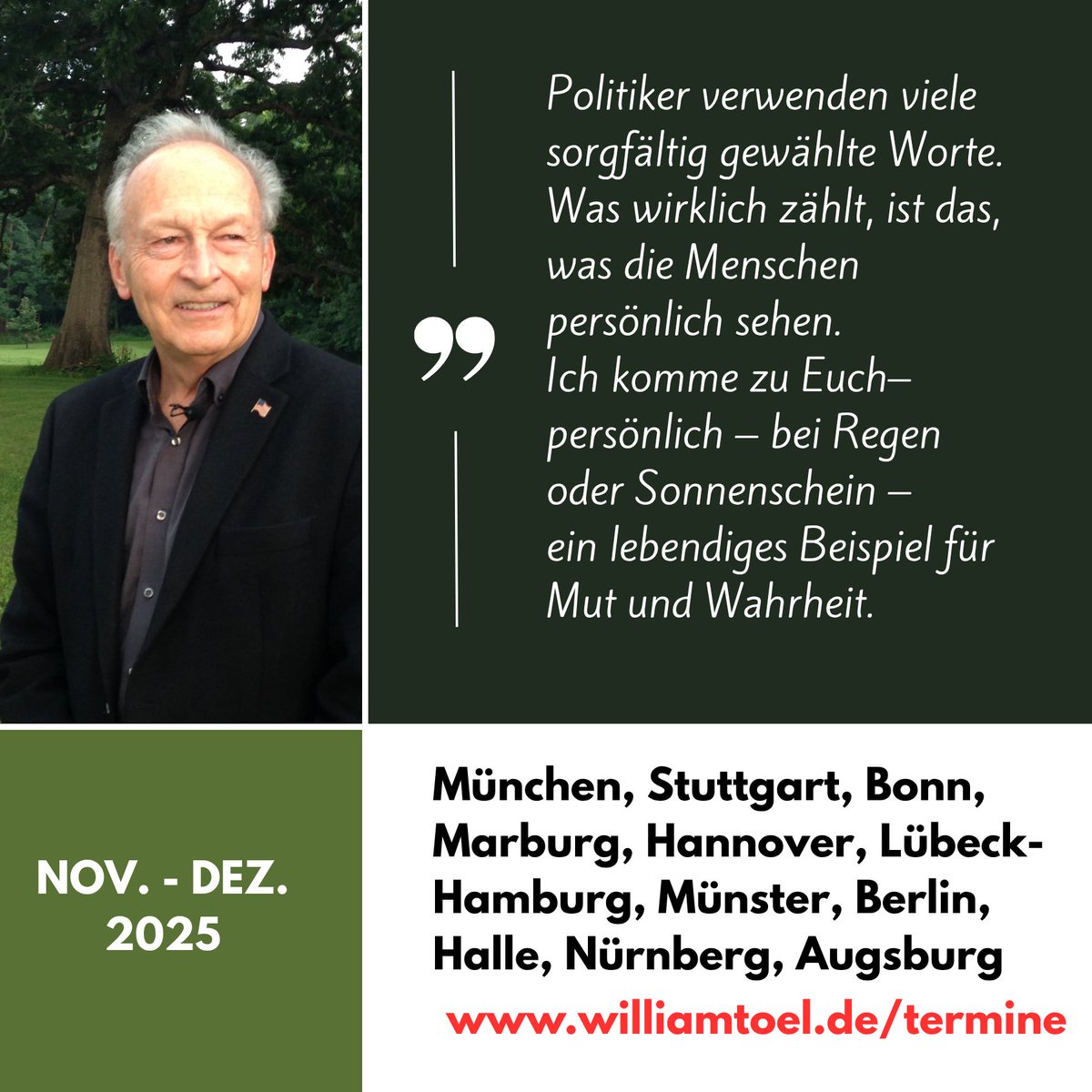 Jetzt anmelden: williamtoel.de/termine
