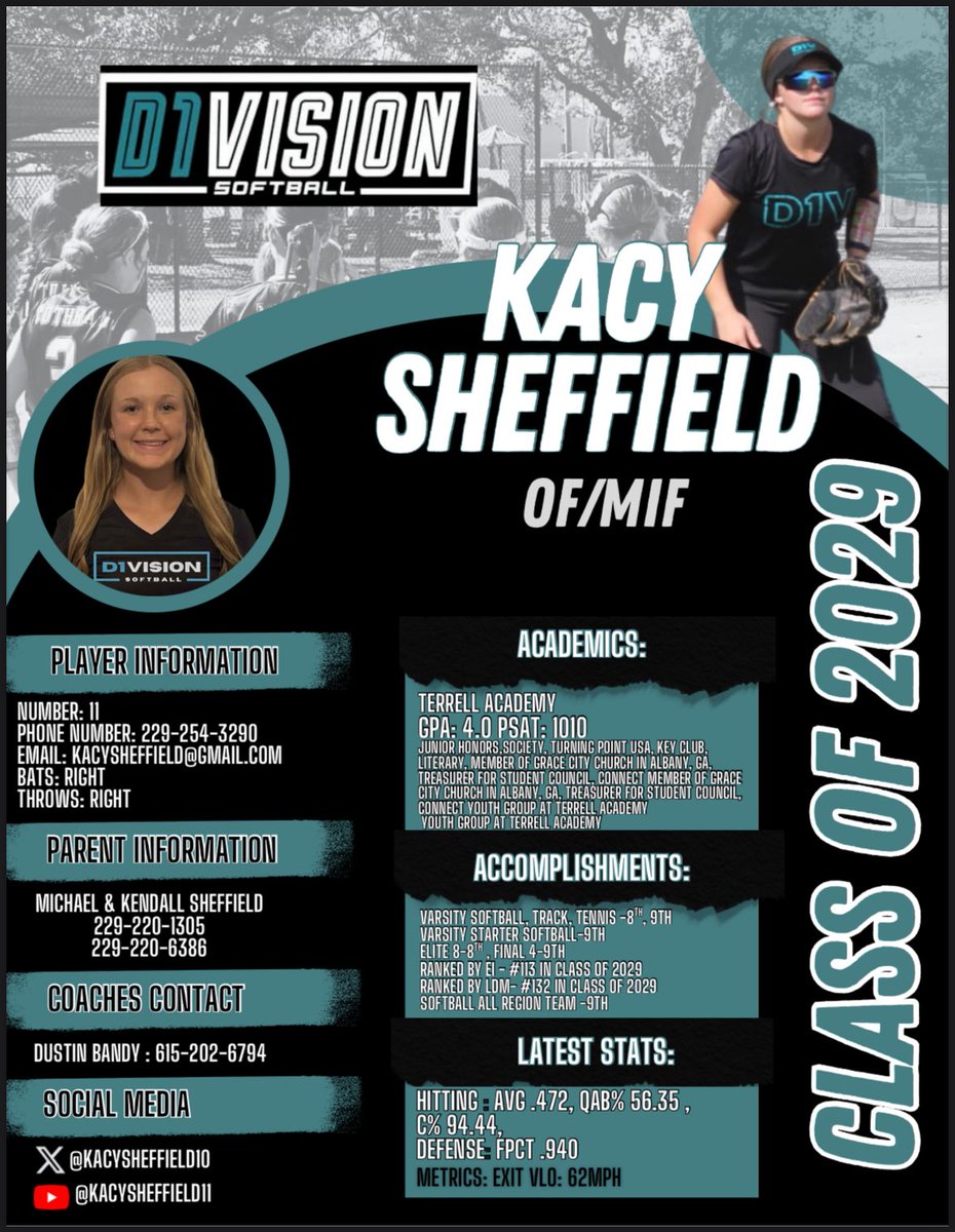 Kacy Sheffield (2029 OF, MIF, 3B) tweet media