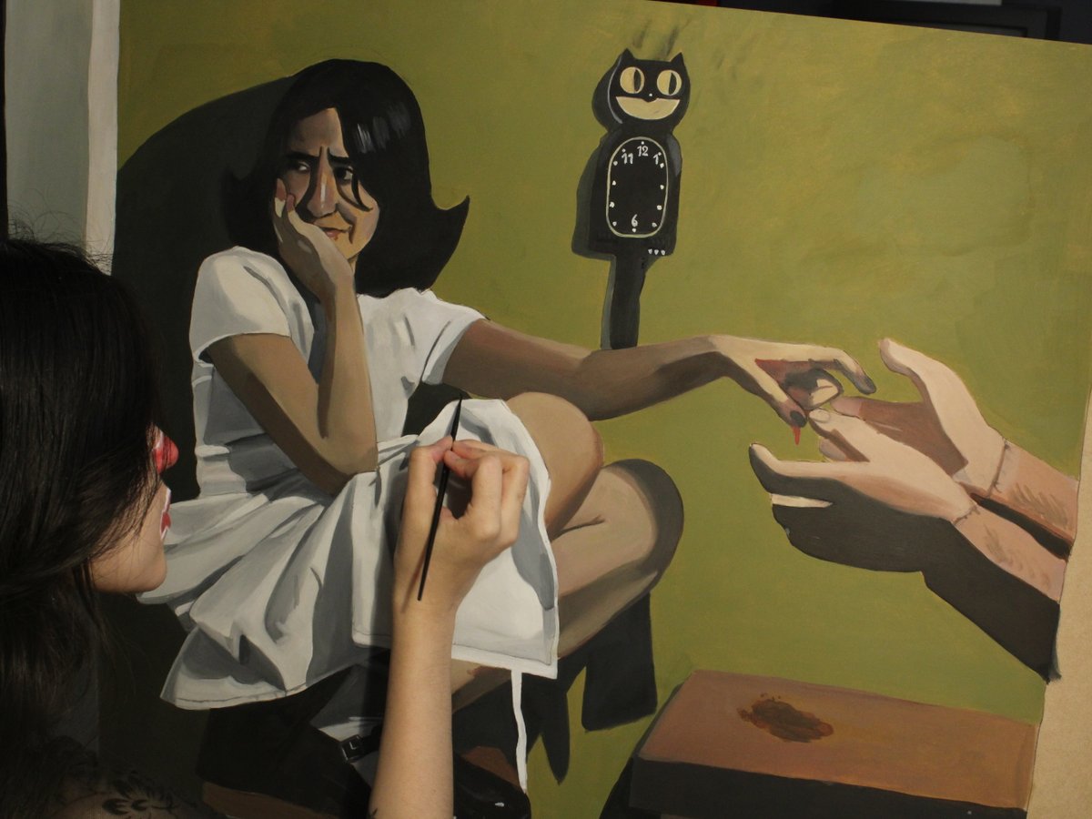 disturb the comforted and comfort the disturbed!
A close up of me working on this painting earlier this year!
