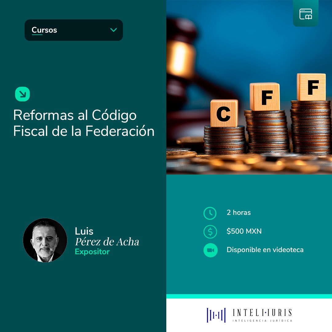 Ya casi es 2026.

¿Te gustan las sorpresas fiscales?

A nosotros no. 👇🏽

Curso Reformas al Código Fiscal de la Federación, con <a href="/LuisPerezdeAcha/">Pérez de Acha</a> 

🎯inteli-iuris.mx/course/reforma…