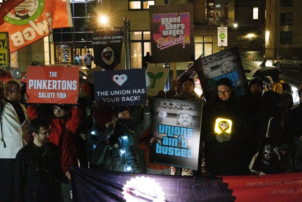 IWGB_GW's tweet photo. Unions ain't busted.  Our campaign against @RockstarGames continues - reinstate your workers now! https://t.co/O7PZc1K07A