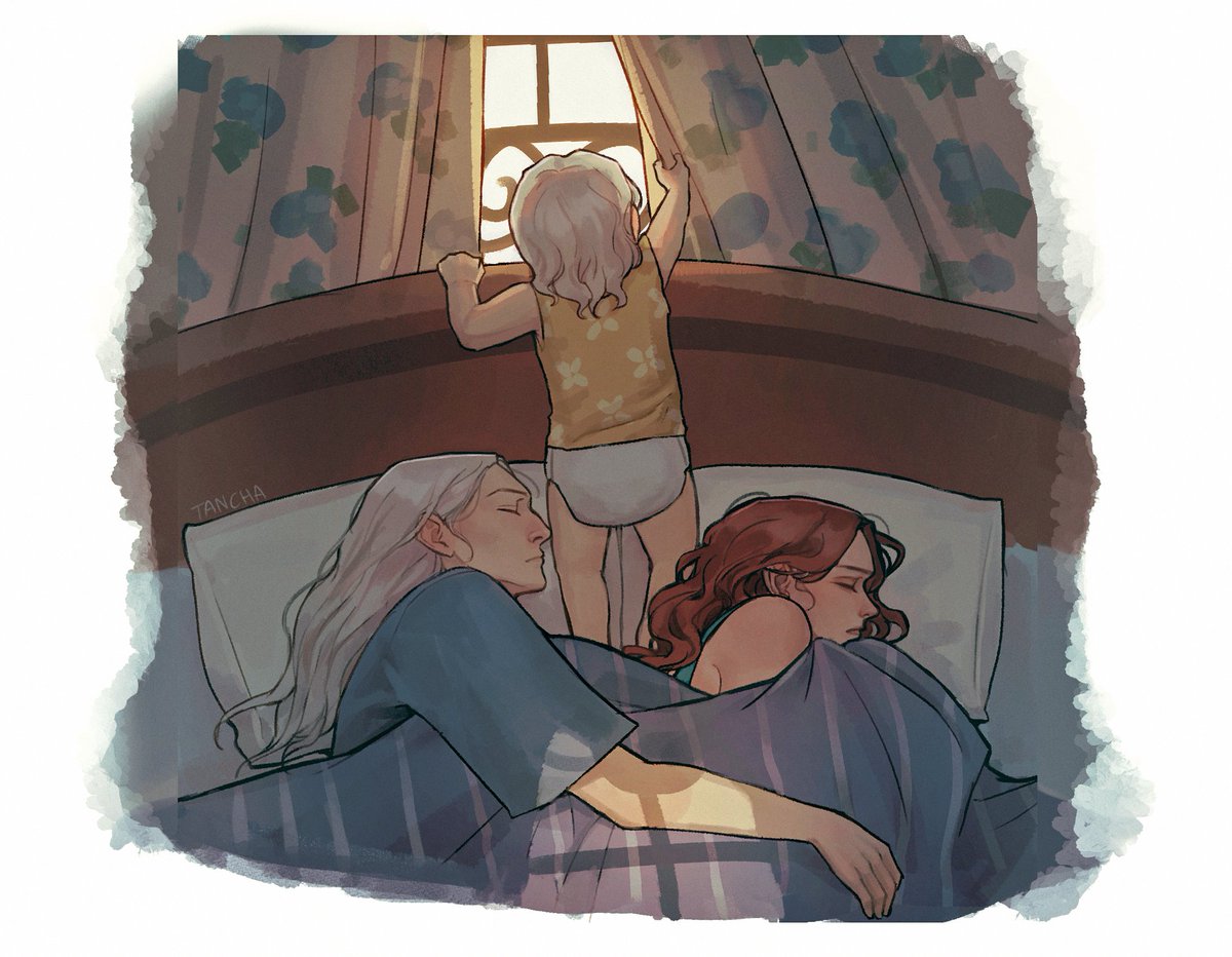 TCN_tancha's tweet image. Little early bird Helaena&apos;s waking up her moms🌄 #rhaenicent