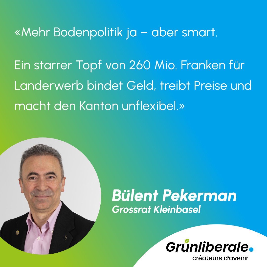 Der Grosse Rat überweist die Motion Ivo Balmer und Konsorten betreffend Rahmenausgabebewilligung für den aktiven Landerwerb als Anzug. Die GLP begrüsst den Weg der flexiblen Bodenpolitik, die den Kanton handlungsfähig hält und weder den Markt verzerrt noch die Finanzen belastet.
