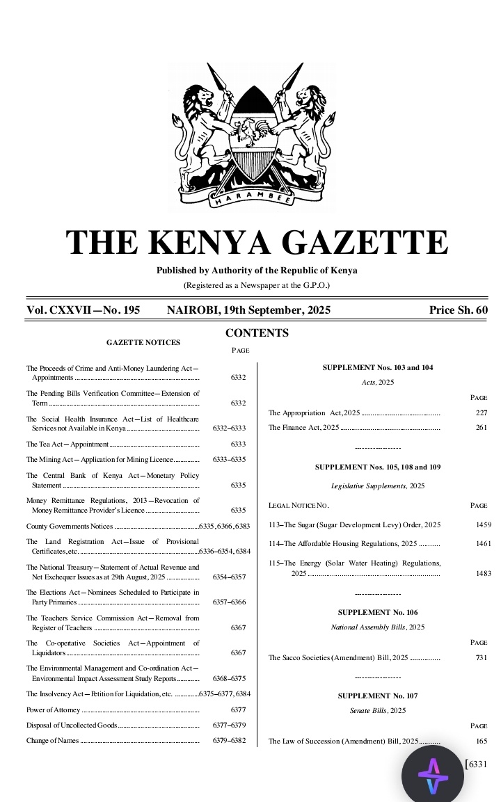 shobanes's tweet image. Now, in the Kenya Gazette No. 195, (19th September, 2025), 1 month after EACC published that report, there&apos;s an interesting Gazette Notice No. 13575 that One Leonard Muriuki Njeru has renounced that name and changed his name to Leo wa Muthende Njeru.