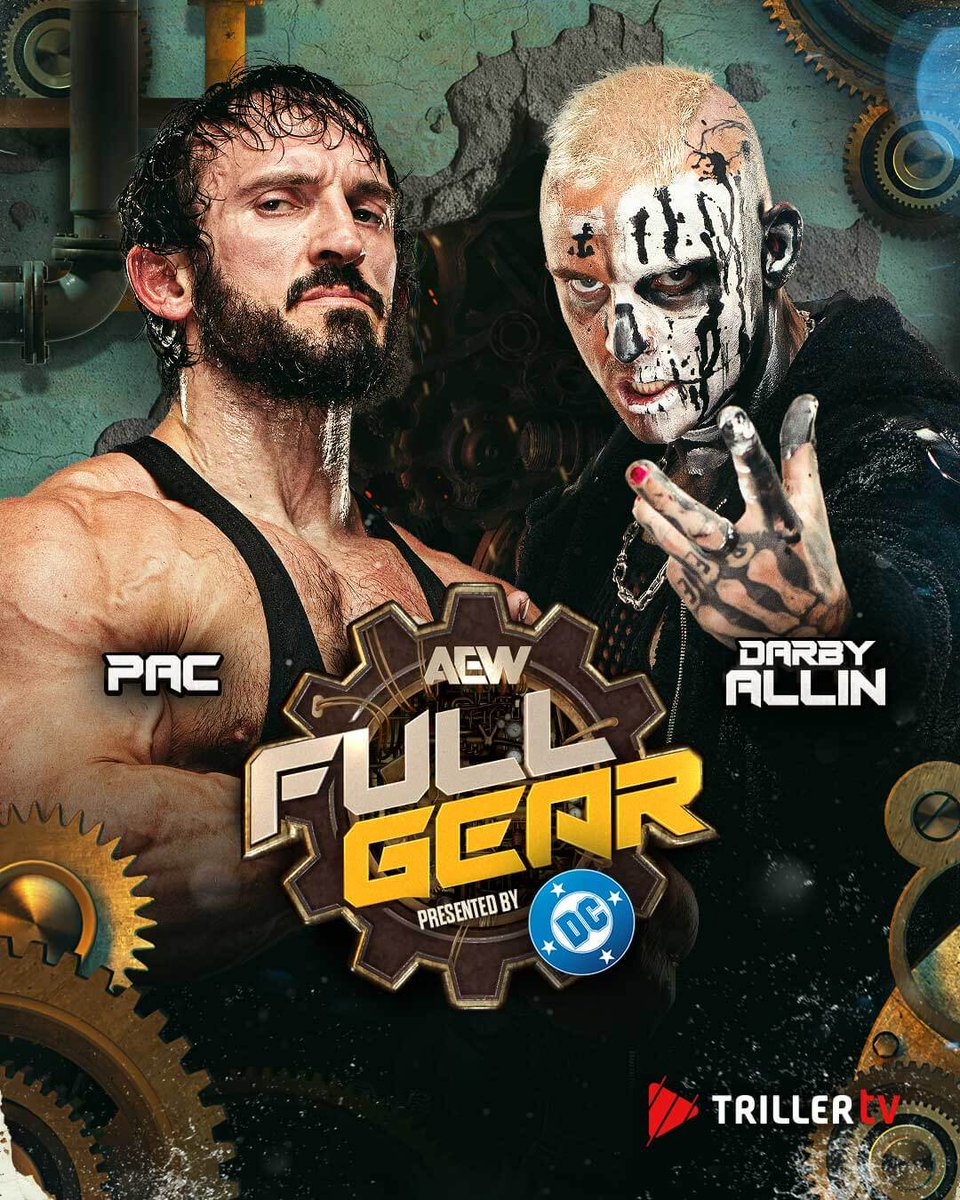 Triller_TV's tweet image. DEATH RIDER DOWN? 🔽 Darby Allin is far from finished with the faction, but he plans to send a message by absolutely destroying PAC this Saturday in Newark. Will the example be made?

📺 #AEWFullGear | 23 Nov | Worldwide on TrillerTV PPV ex. USA