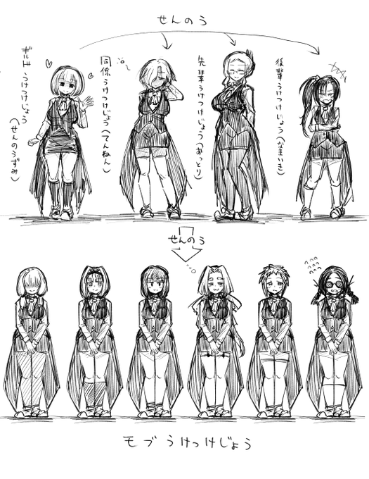 来年以降の同人で描く予定の洗脳ガチャファンタジーものの受付嬢キャラデザがモブ受付嬢まで全員分できました～