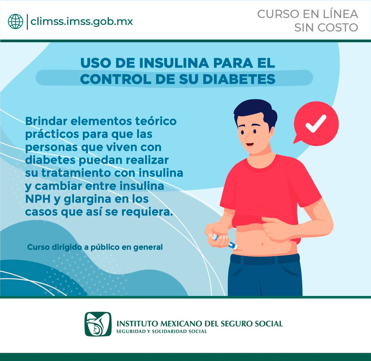 imssedomexpte's tweet image. Aprende sobre el uso de insulina para el control de la diabetes con este curso en línea y sin costo de #CLIMSS.

Dirigido al público en general, te brinda herramientas prácticas para un mejor tratamiento.

Ingresa a climss.imss.gob.mx