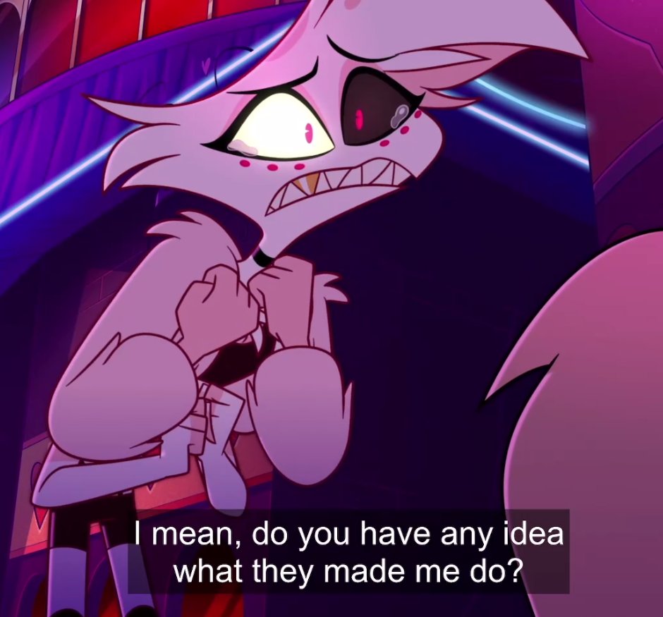 Smoxtart's tweet image. I have a strong feeling that this is also a foreshadowing and it&apos;s not the first time Angel was forsed to do smth like that against his will. I&apos;m thinking about his life back on earth. And about no choice? Same thing. this seems like a pattern here and a meaningful moment🤔🤔🤔