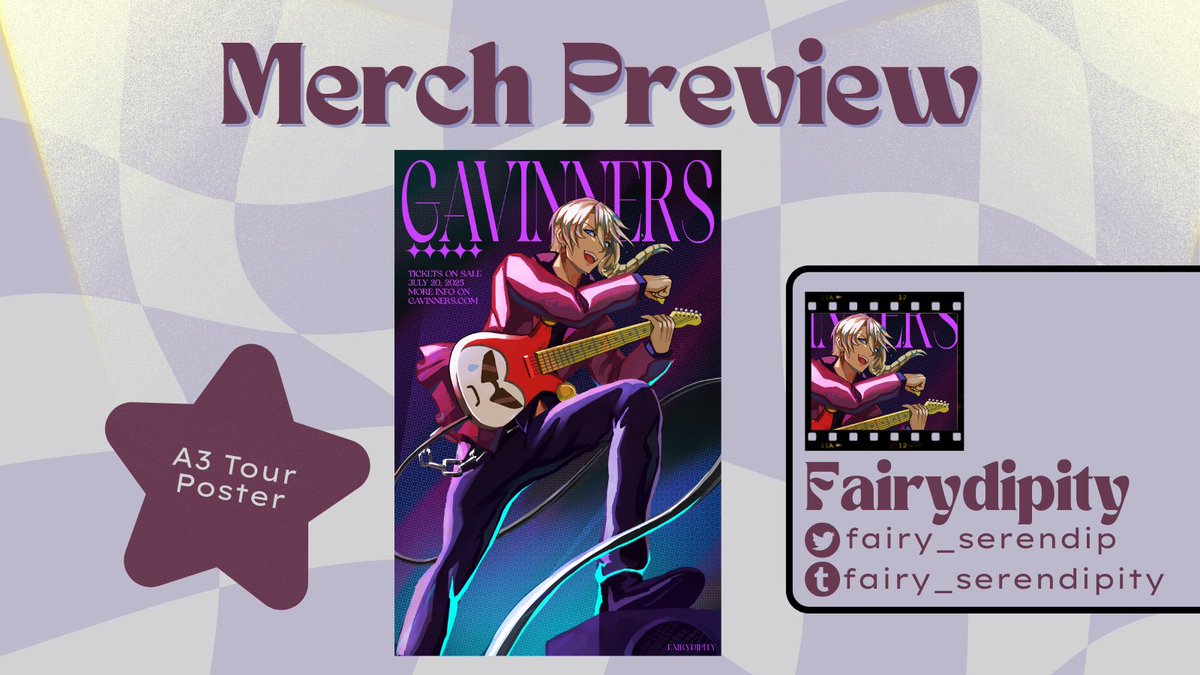 🎶 PREVIEWS 🎶

We're tired of tour buses and their taste in decoration, so we've decided to add some Gavinners glamor! And you can take the tour back with you too, with this positively perfect poster from Fairydipity!

🎶 Preorders: guilty-as-charged.bigcartel.com
✦ <a href="/fairy_serendip/">𝓯𝓪𝓲𝓻𝔂𝓭𝓲𝓹𝓲𝓽𝔂🦋 | VGen Comms</a> .ᐟ