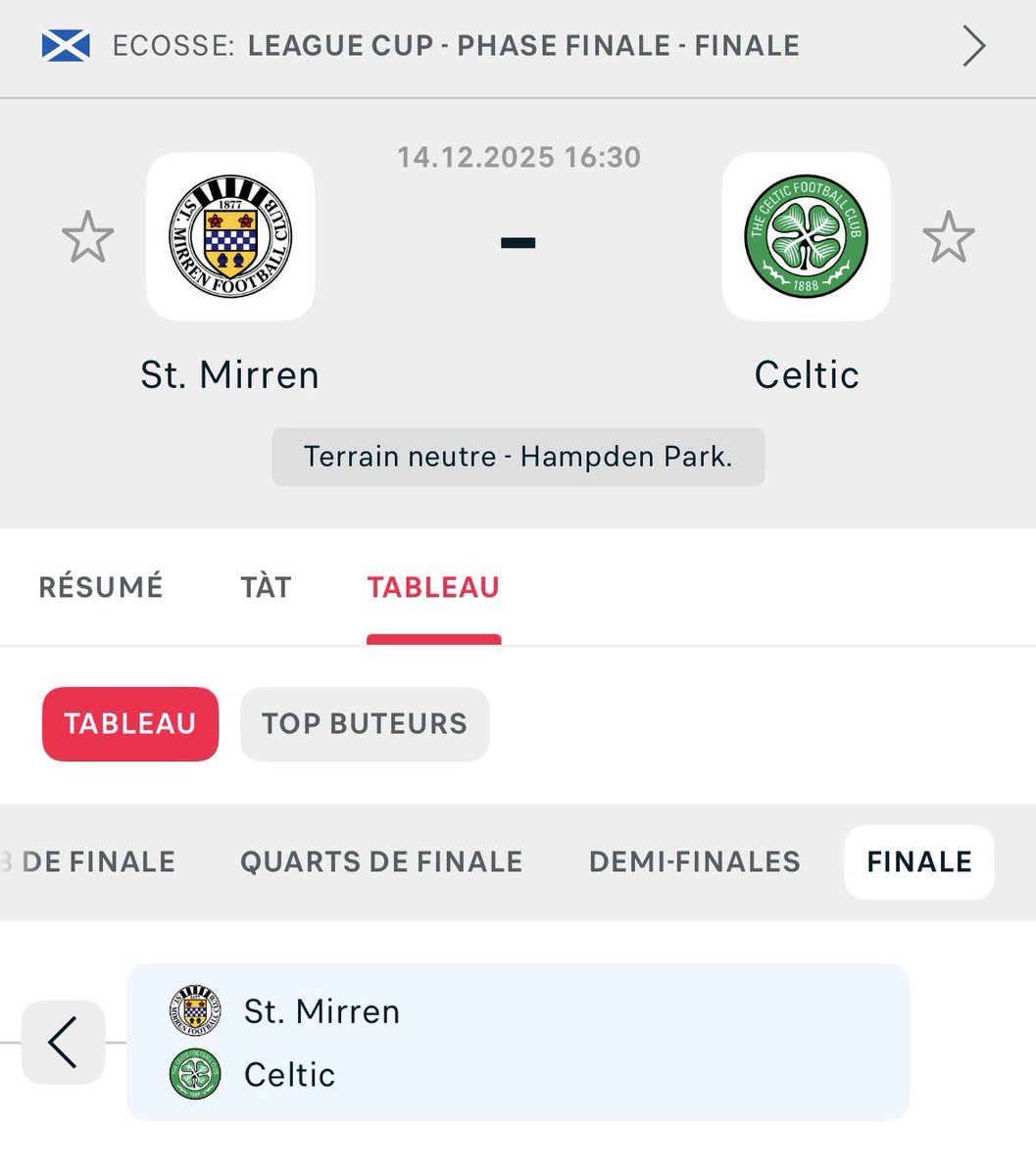 FloZobenbiehler's tweet image. 🎫 A la recherche de 3 billets pour la finale de Scottish League Cup🏴󠁧󠁢󠁳󠁣󠁴󠁿 du 14 décembre 🙏🏻

Si quelqu’un a un historique d’achat côté St Mirren, a été voir un match de coupe du Celtic, ou a un quelconque plan pour choper des places svp !

#groundhopping @Stadium_Tr @DestinationFoot