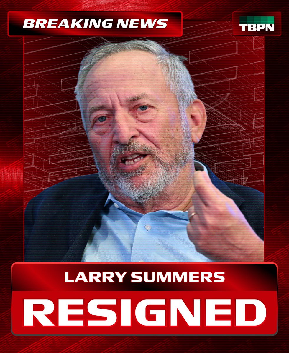 tbpn's tweet image. BREAKING: Larry Summers resigns from OpenAI’s board following the release of his emails with Jeffrey Epstein.