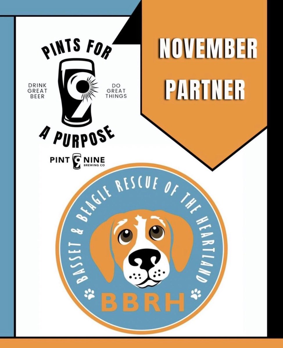 PintNine's tweet image. Our November #pintsforapurpose partner is Basset &amp;amp; Beagle Rescue of the Heartland, located in the Omaha &amp;amp; KC area. They’re dedicated to rescuing and re-homing bassets &amp;amp; beagles.

Hyde&apos;s Slydes Burgers &amp;amp; Fries is in tonight!

#craftbeer #drinklocalne #pintninebrewing