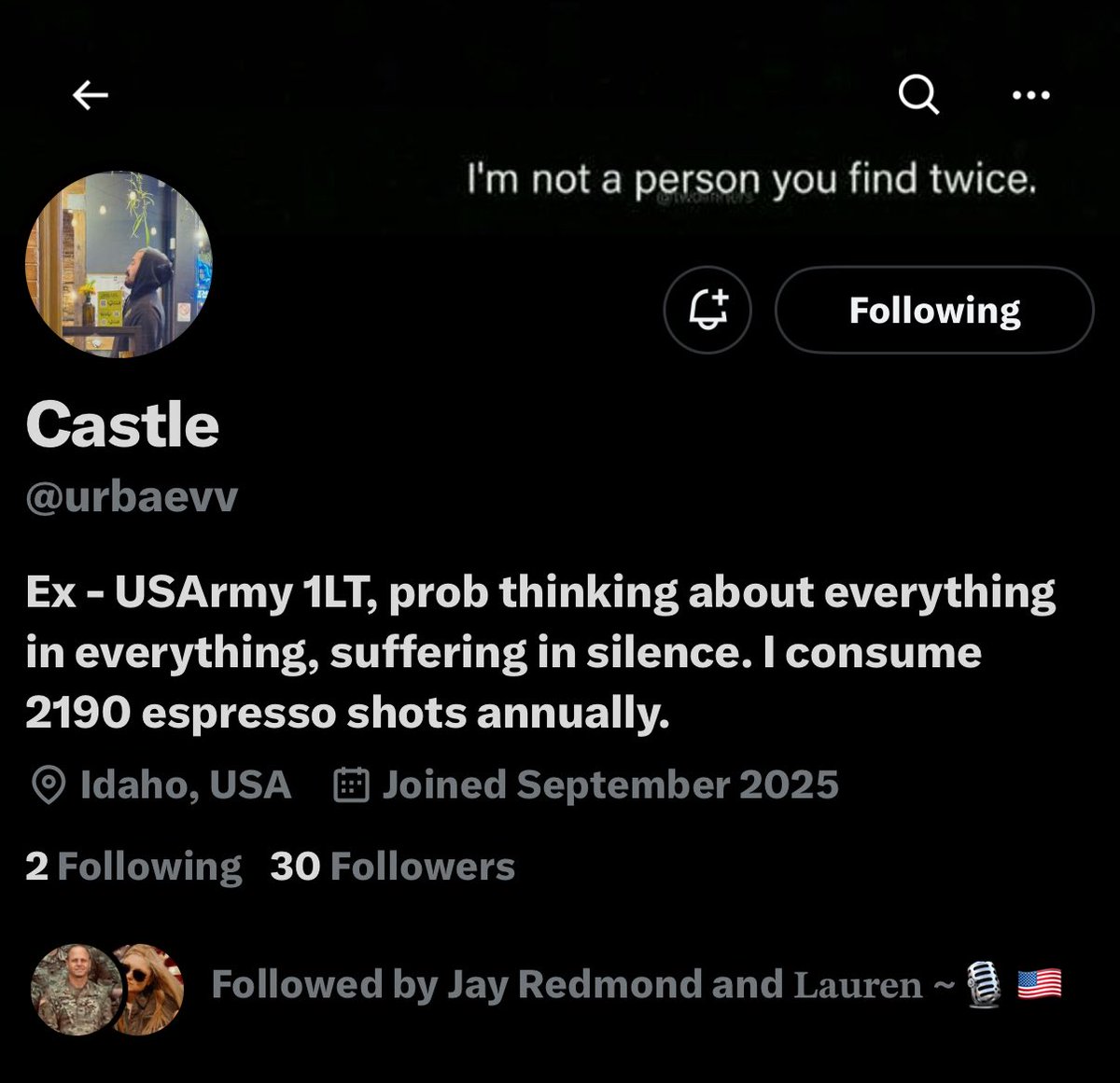 Here’s a Wheeled Vehicle Mechanic that went to the dark side. New account, definitely could use some more friends. 🫡 

<a href="/urbaevv/">Castle</a>