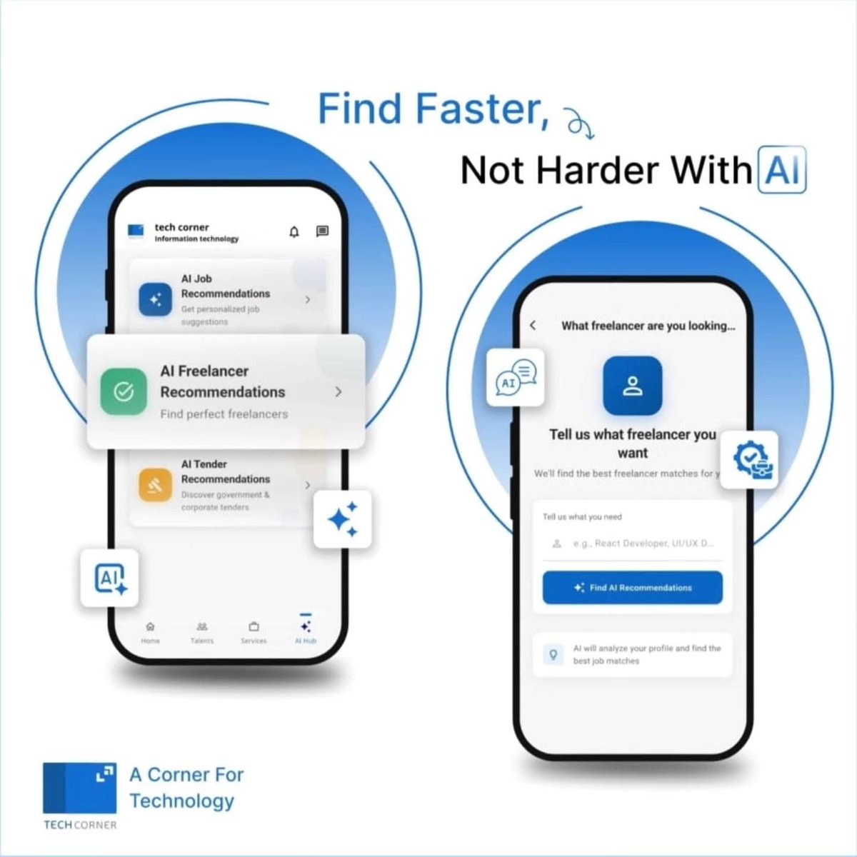 techcorneriraq's tweet photo. Tired of spending months searching for the right project?
Techcorner's AI-powered platform is transforming how freelancers find right poject

🌐 Web: https://t.co/f8POtNWp3C
📱 Android: https://t.co/SGB02e7IAt
🍏 IOS: https://t.co/Cjpe66eTTg

#Techcorner https://t.co/akrZx7R3ws