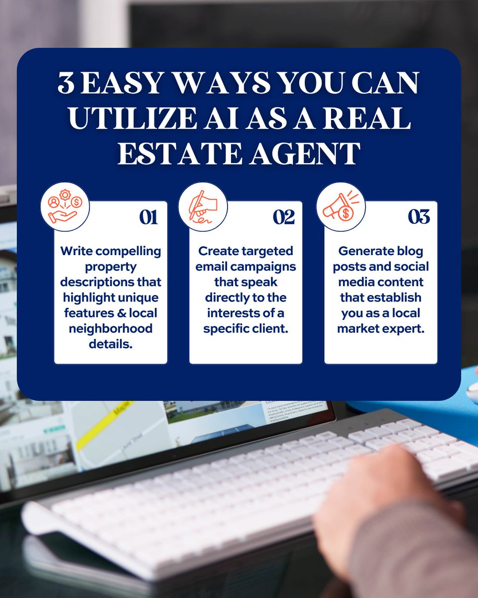 PerryCollege's tweet image. AI is your new real estate sidekick! 🚀 Boost listings, automate emails, and create standout content in minutes. Stay ahead and work smarter with AI! #RealEstate #AI #RealtorLife #Productivity #Marketing #Innovation #Tech